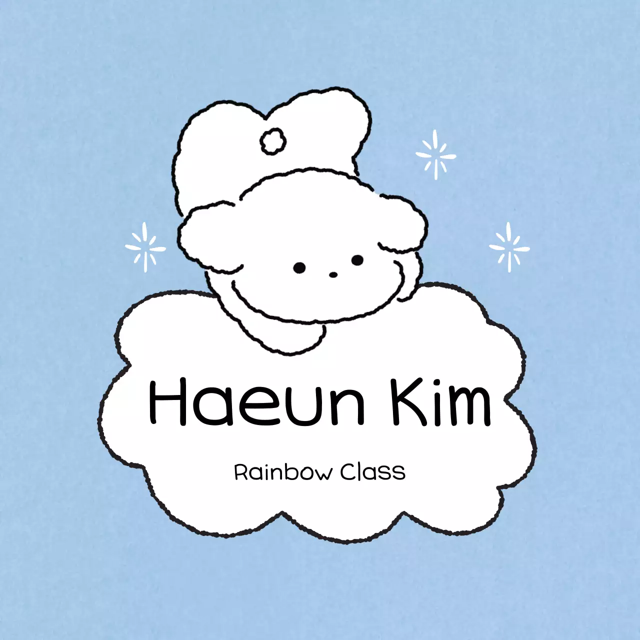 Kartu nama karakter lucu berwarna biru langit