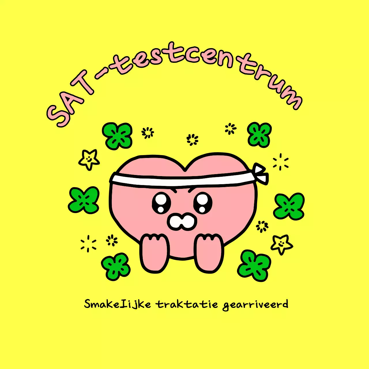 Geel schattig college toelatingsexamen juichen