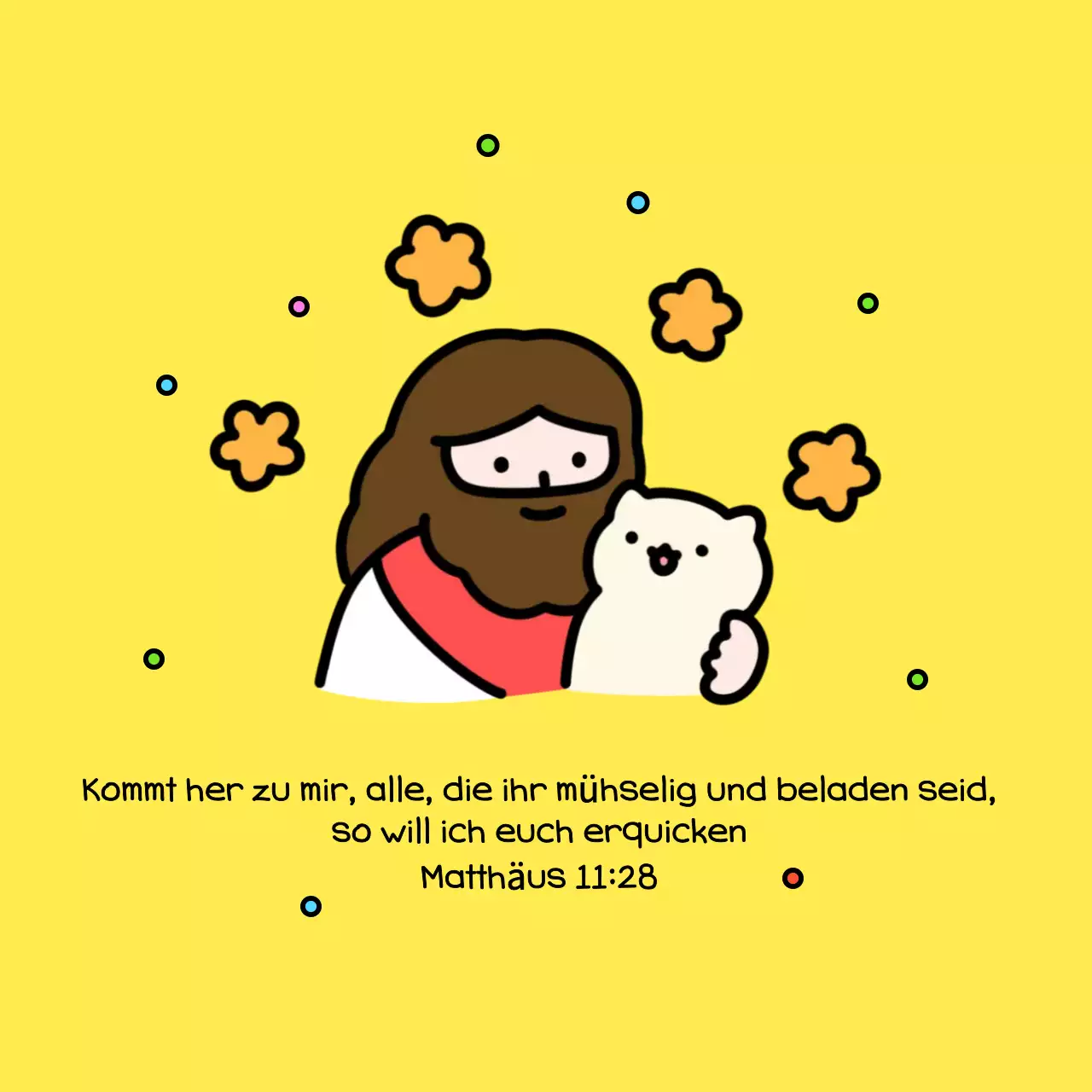 Gelbe Baby-religiöse Postkarte