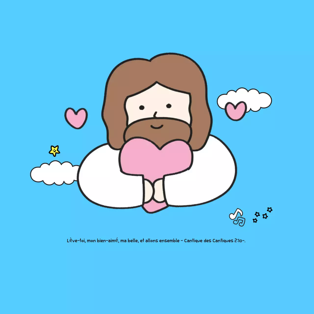 Carte postale bleu ciel avec un joli verset biblique