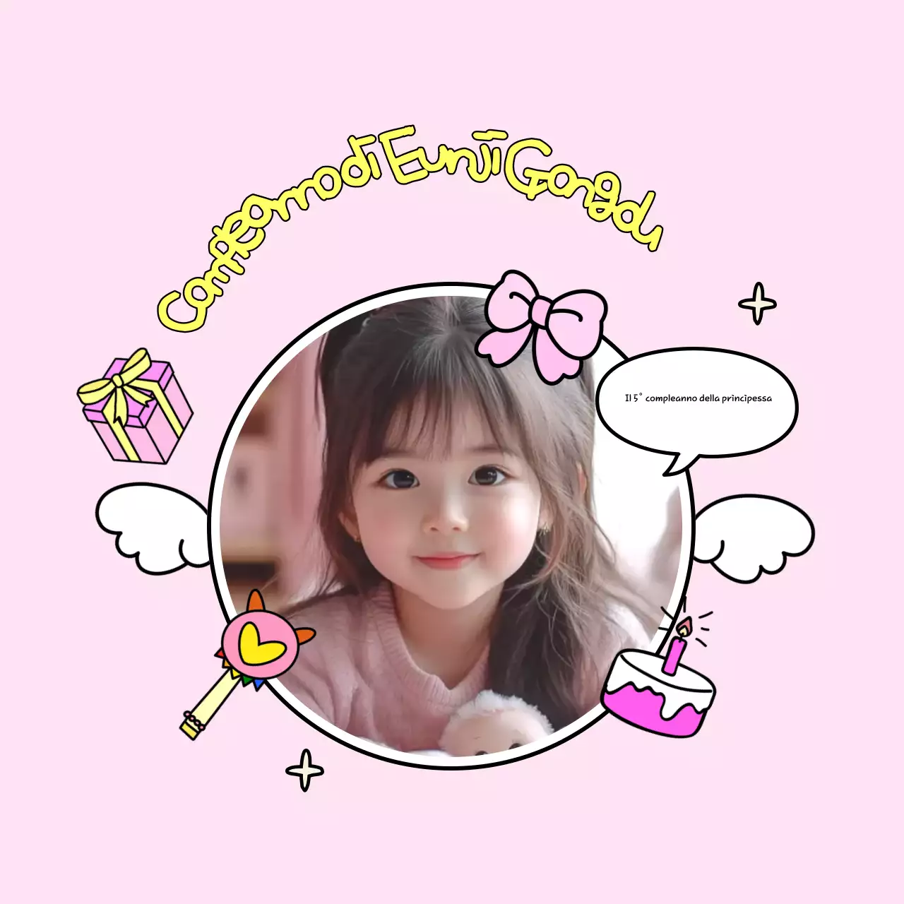 Invito di compleanno per bambina rosa