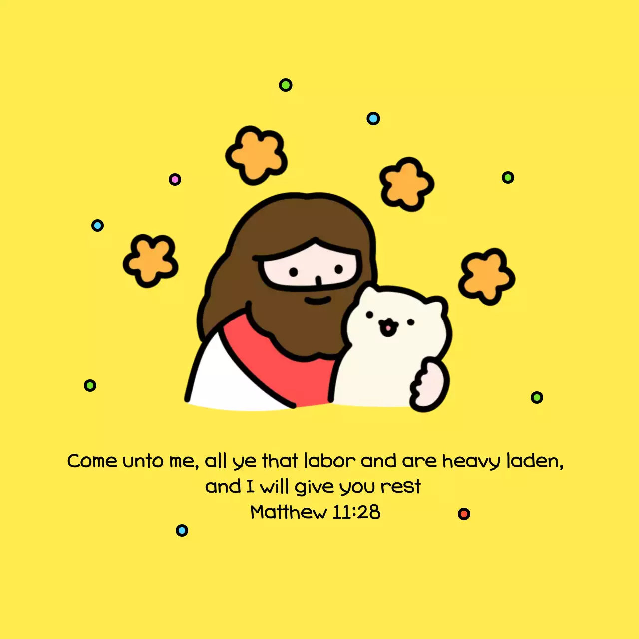 Bưu thiếp tôn giáo em bé màu vàng