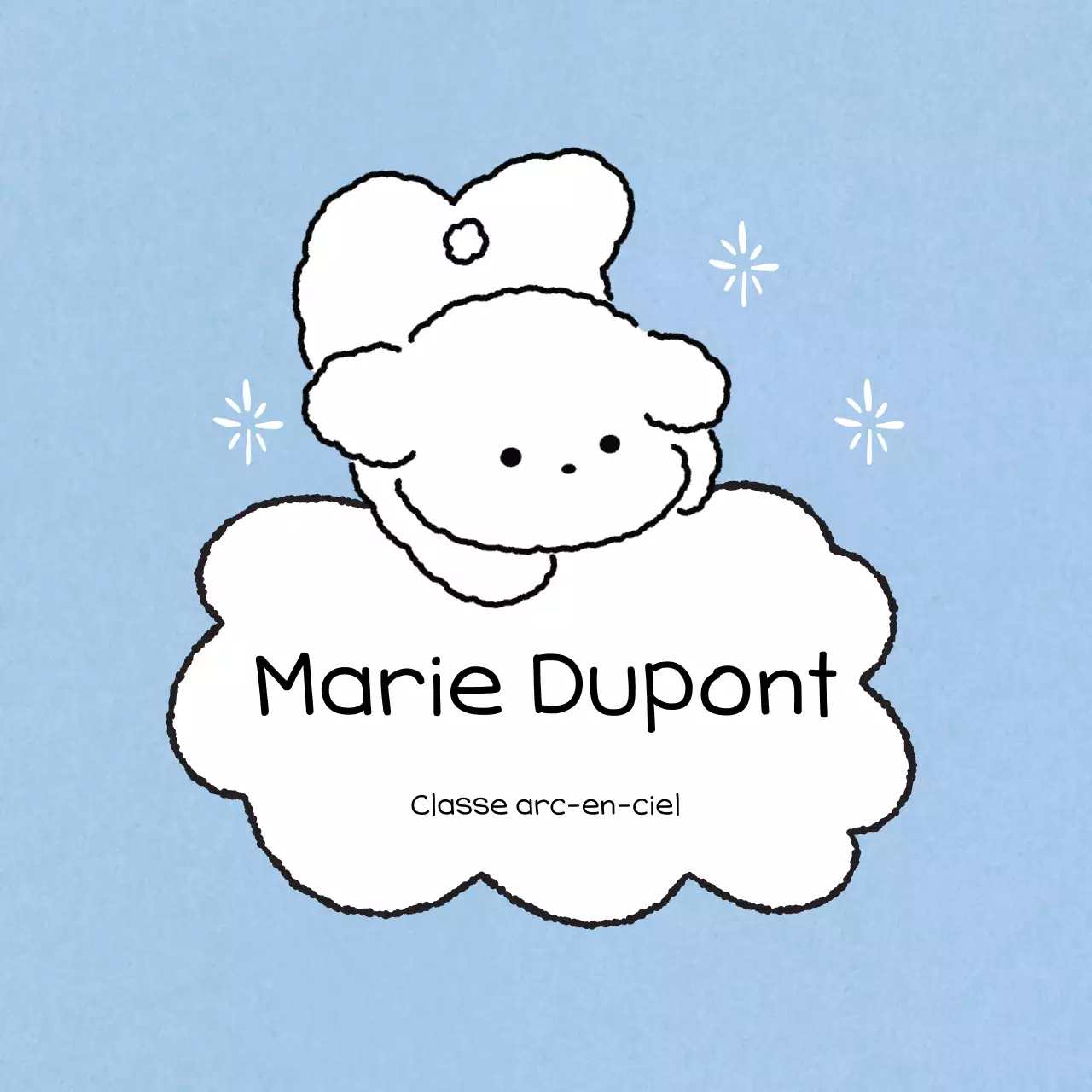 Carte de visite de personnage mignon bleu ciel