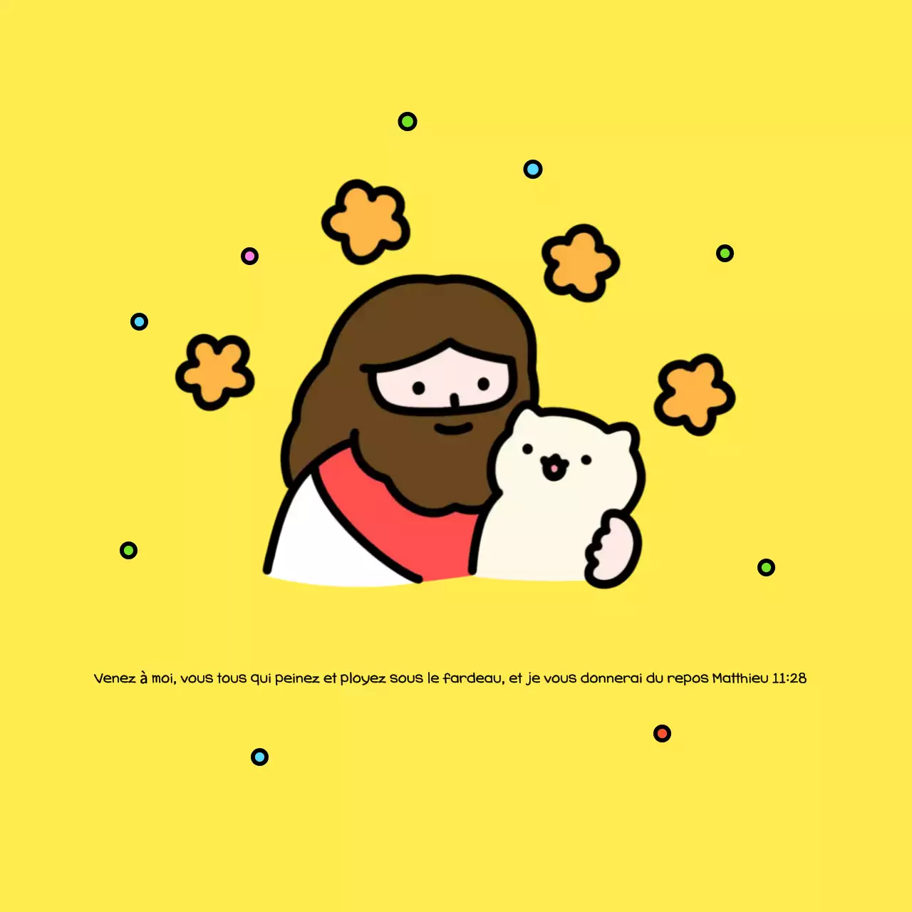 Carte postale religieuse « Bébé jaune »