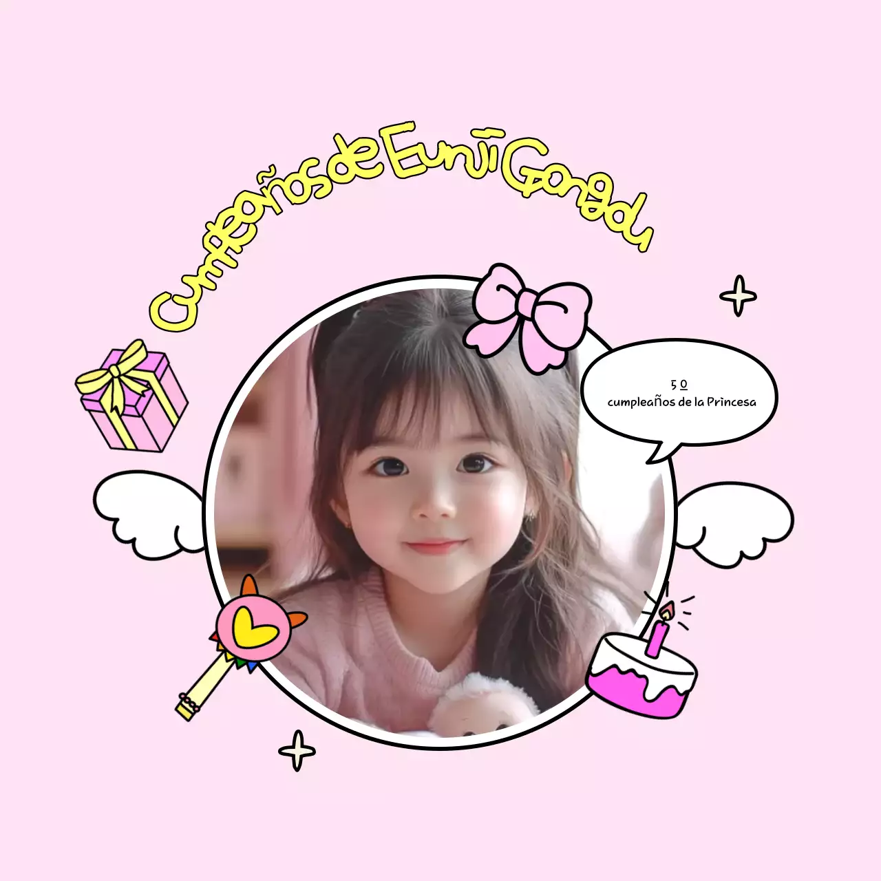 Invitación de cumpleaños de niña rosa