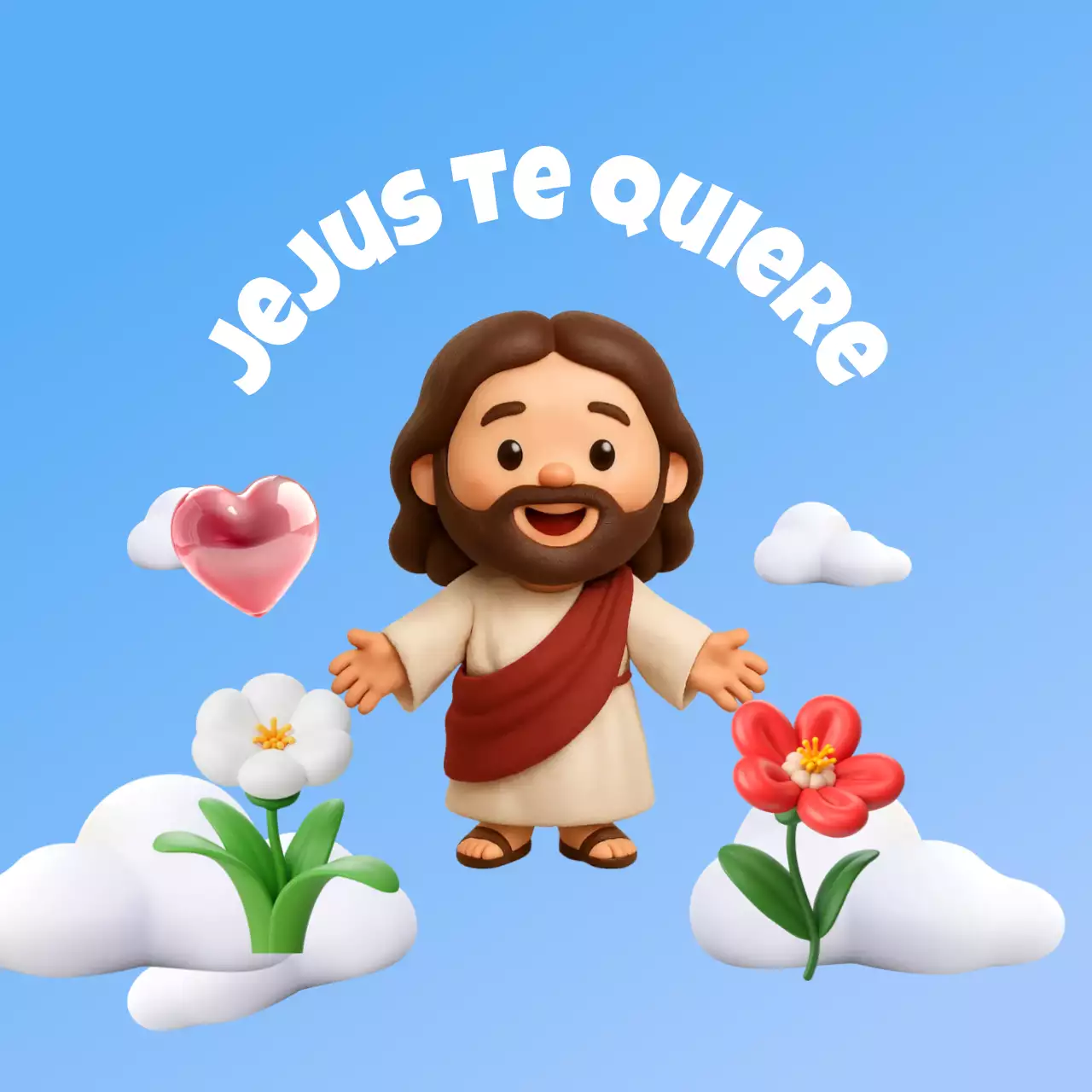 Tarjeta con mensaje religioso en color azul cielo