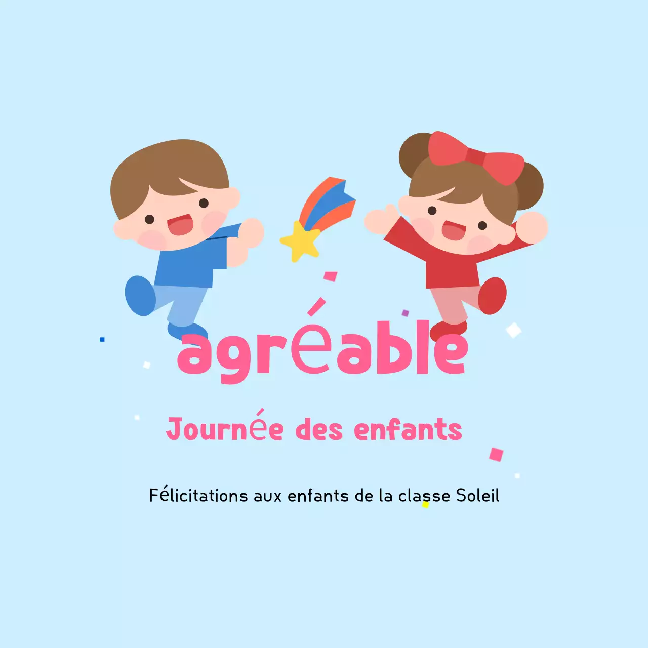 Célébration de la journée des enfants en bleu ciel