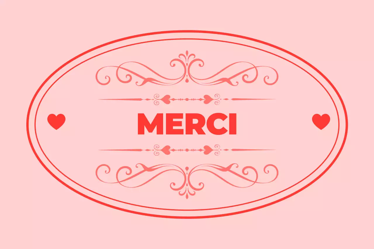 Lettre de remerciement simple et rose