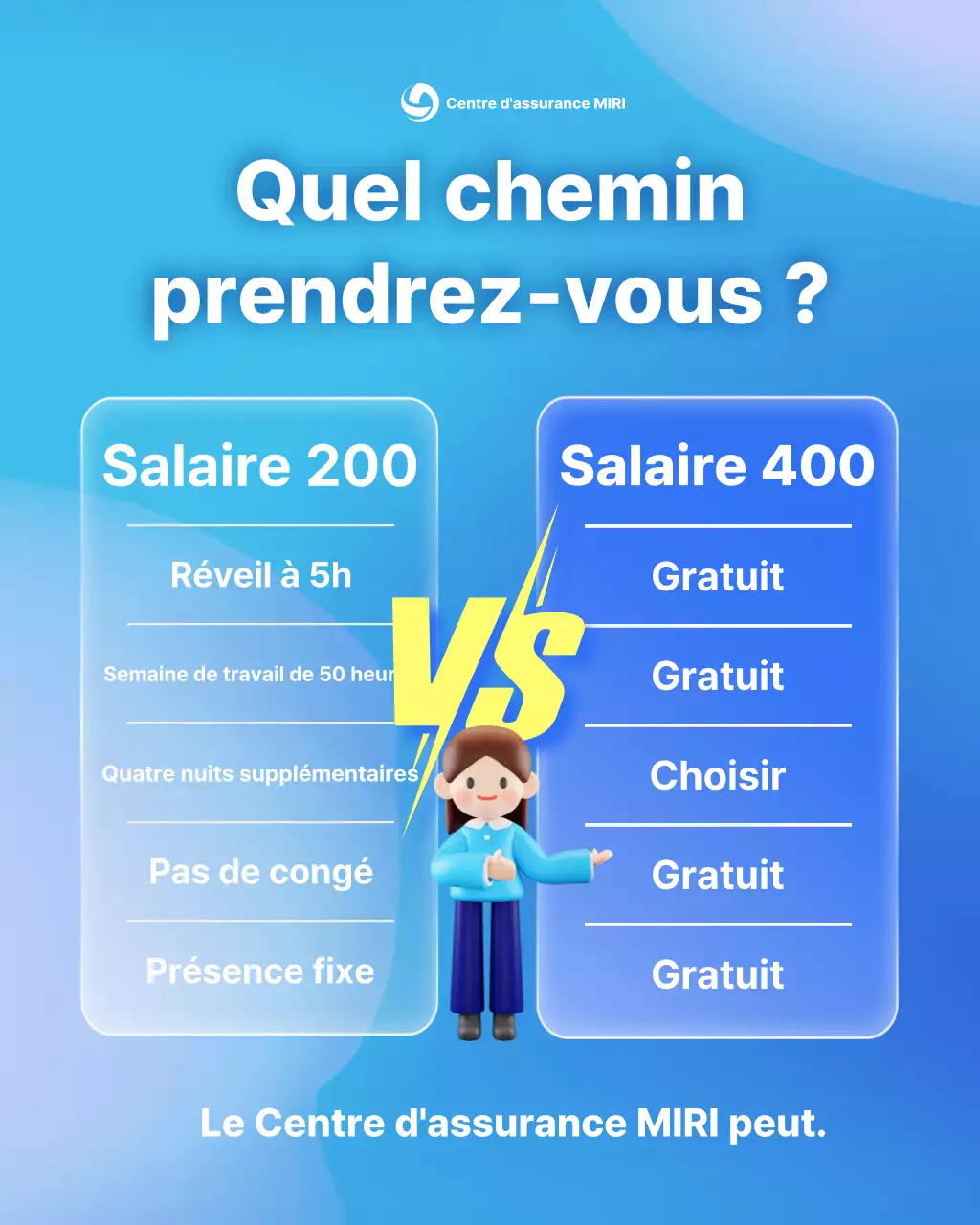 Publicité de sélection de lieu de travail moderne bleu ciel