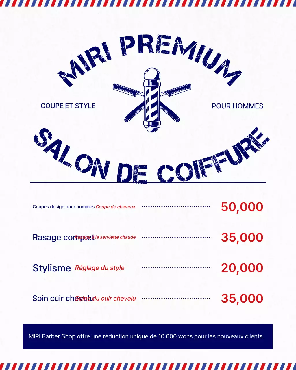 Guide du salon de coiffure vintage bleu
