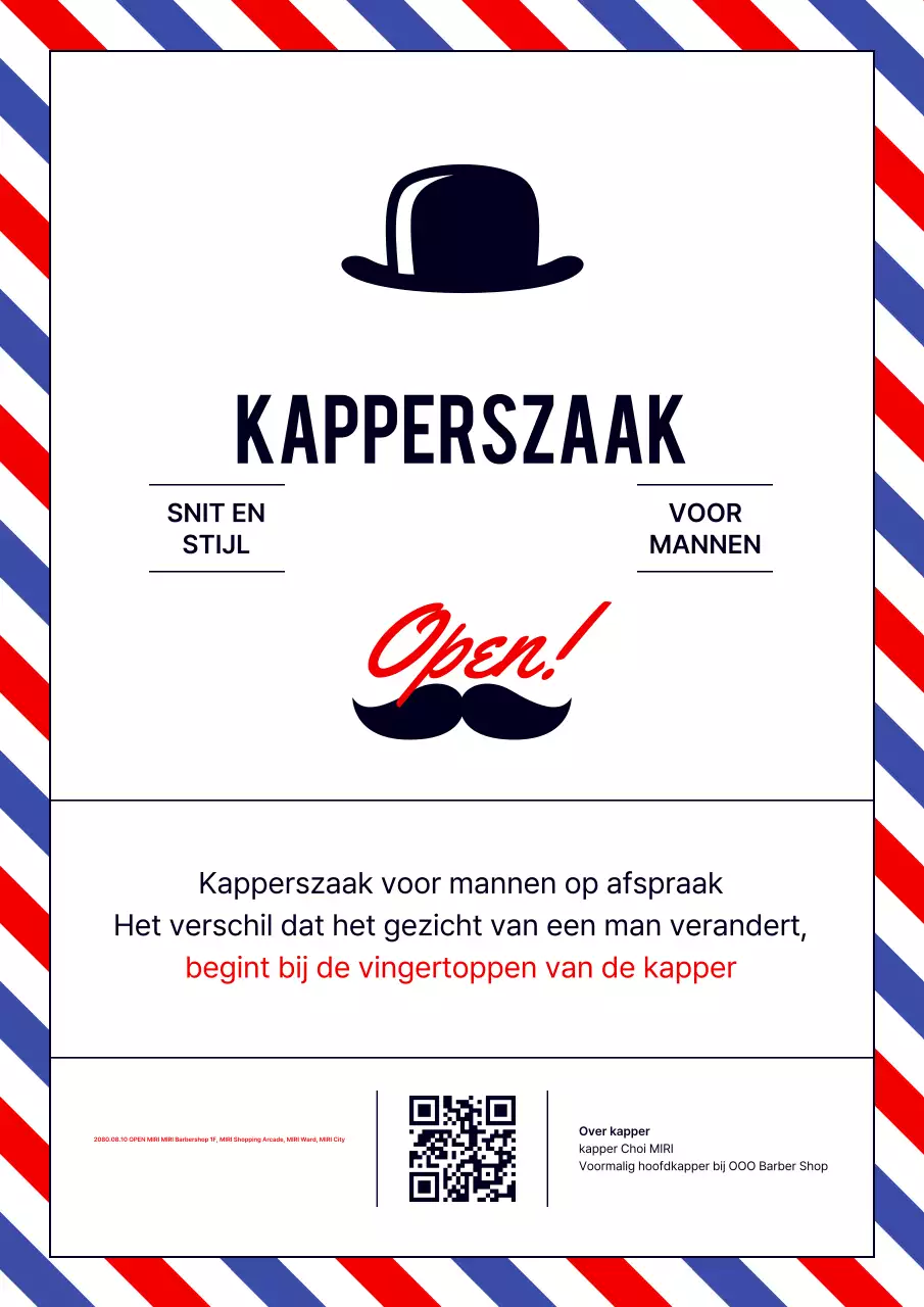 Blue Vintage Herenkapsalon Opent