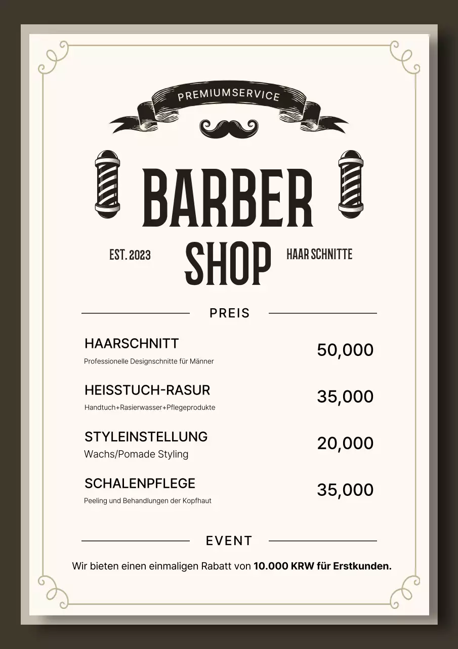 Beige Vintage Barbershop-Führer