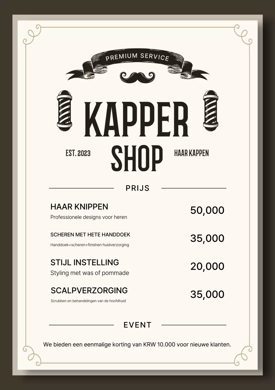 Beige Vintage Barbershop Gids