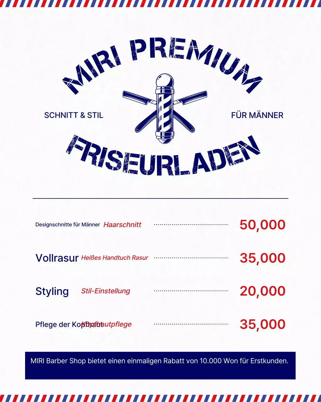 Blauer Vintage Barbershop-Führer