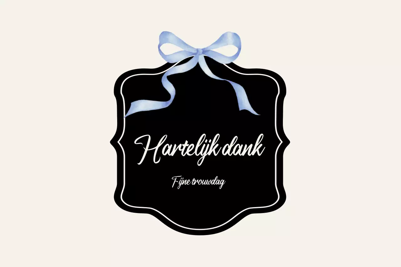 Zwarte eenvoudige bruiloft bedankje