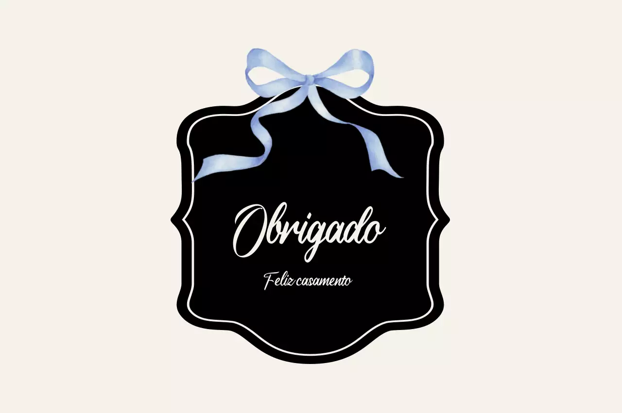 Agradecimento de casamento simples preto