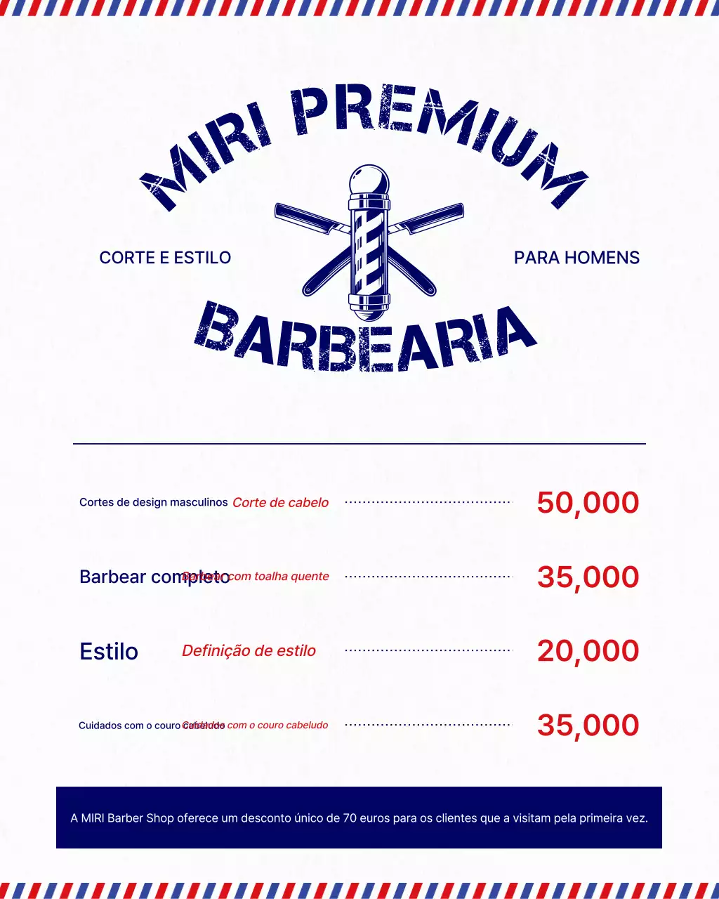 Guia de barbearia vintage azul