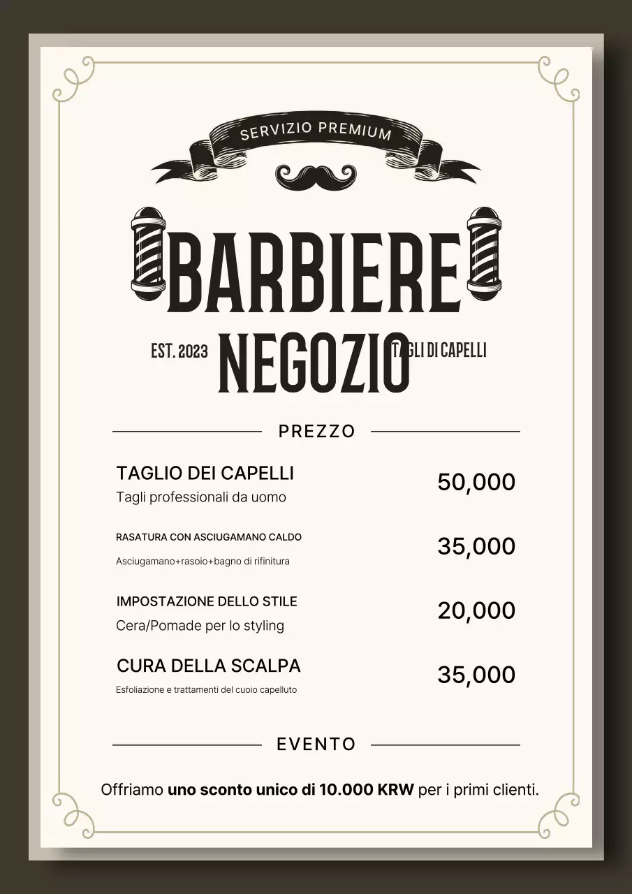 Guida al barbiere Beige Vintage