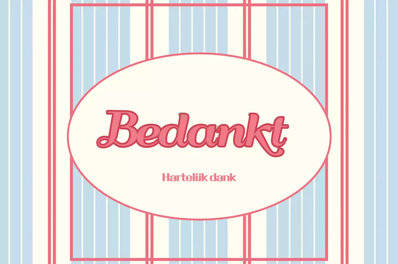 Blauwe vintage bedankkaart