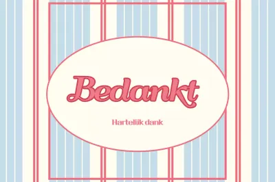 Blauwe vintage bedankkaart