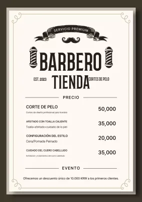 Guía de barbería vintage beige