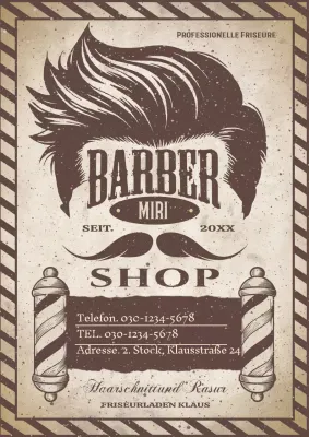 Braune Vintage Barbershop-Werbung