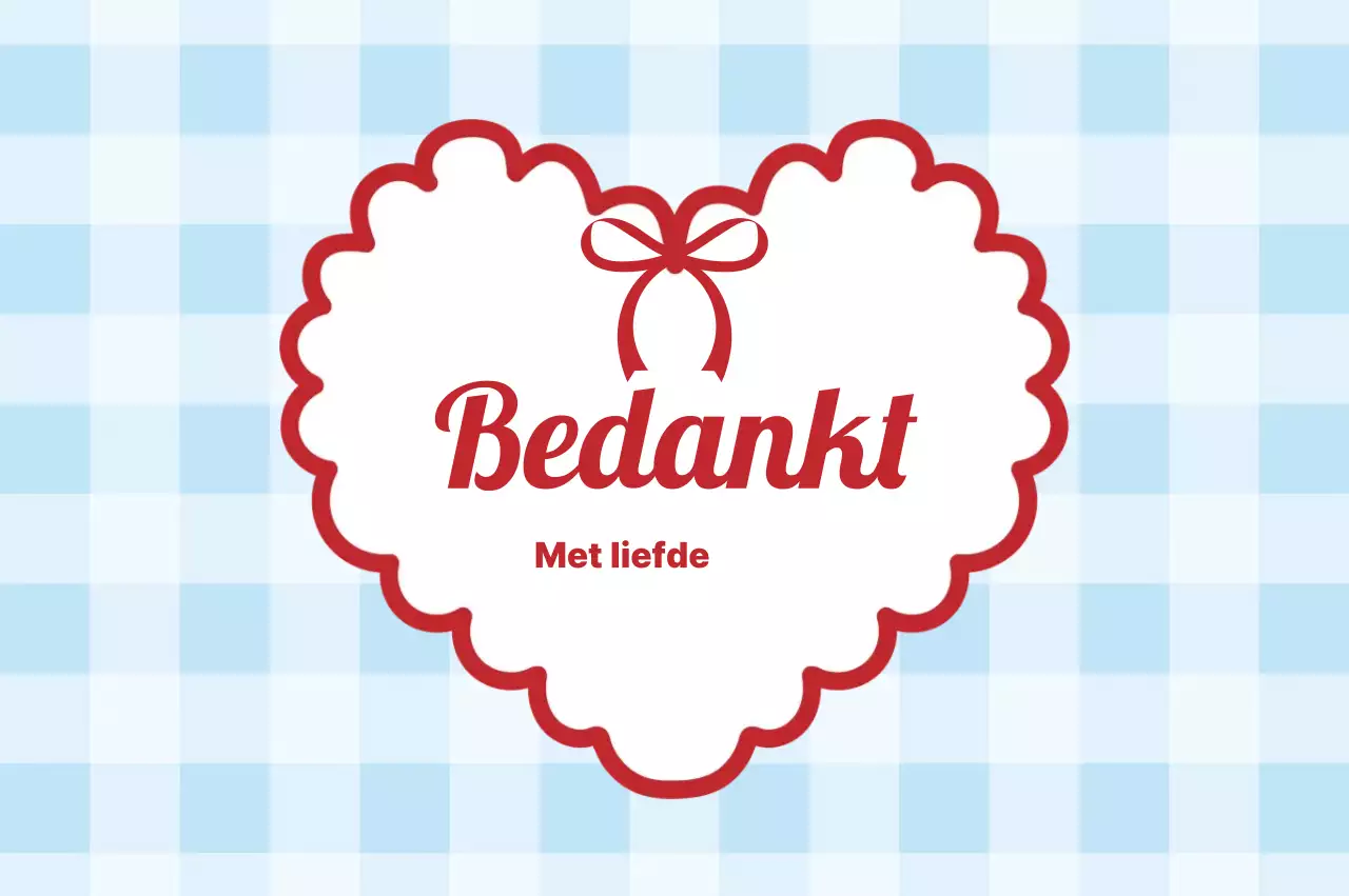 Blauwe schattige bedankkaart