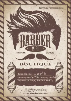 Publicité vintage marron pour un salon de coiffure