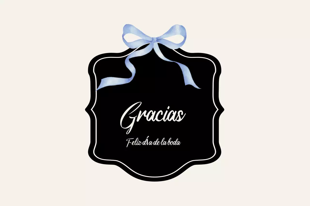 Gracias por tu boda sencilla en negro