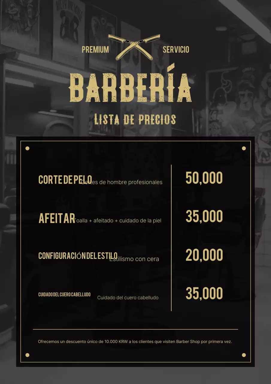 Lista de precios de Black Vintage Barbershop
