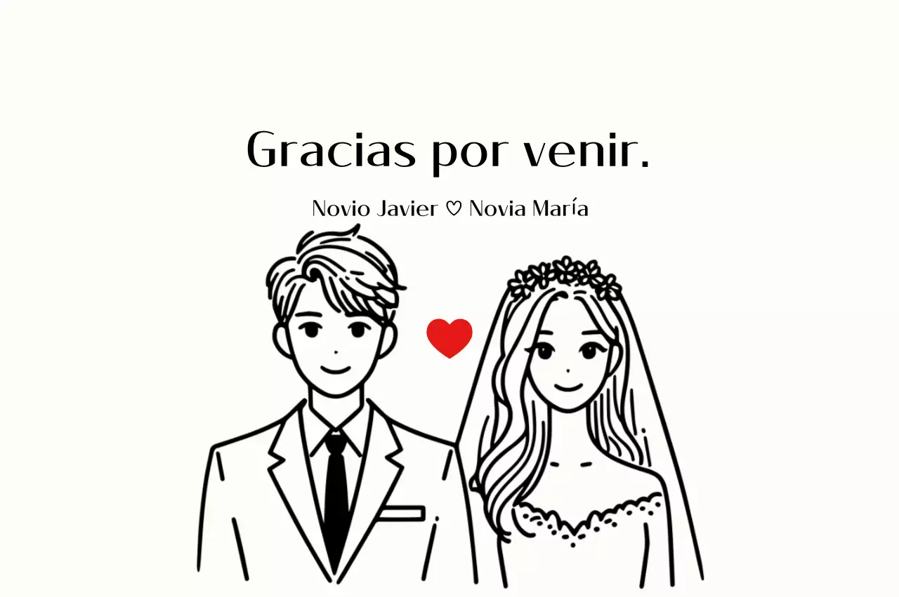 Agradecimiento de boda simple en color marfil