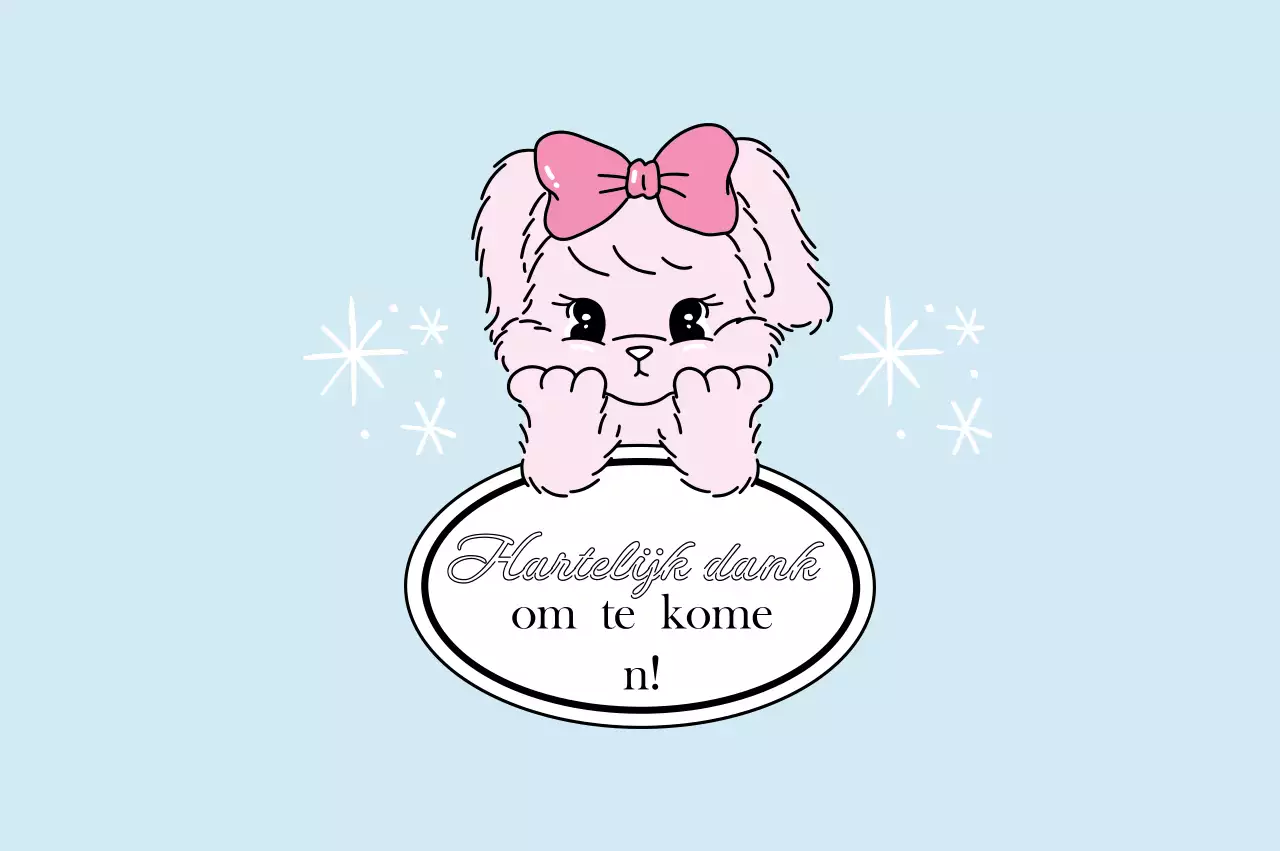 Hemelsblauw schattig bedankbriefje