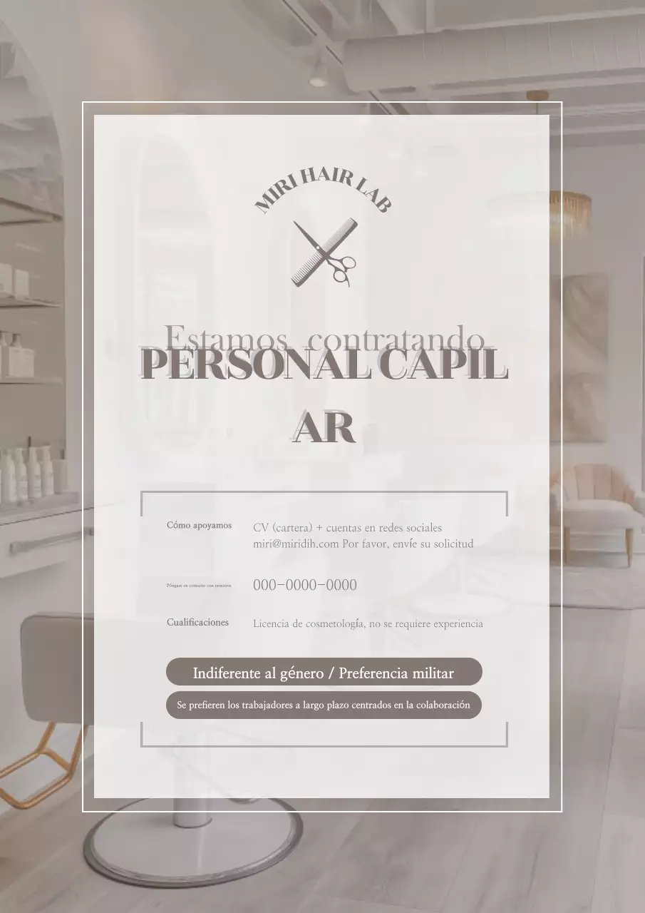Anuncio de contratación de Beige Modern