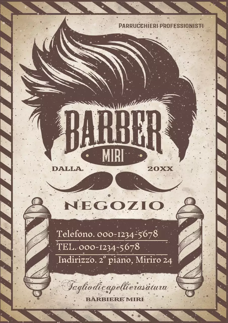 pubblicità di un barbiere vintage marrone