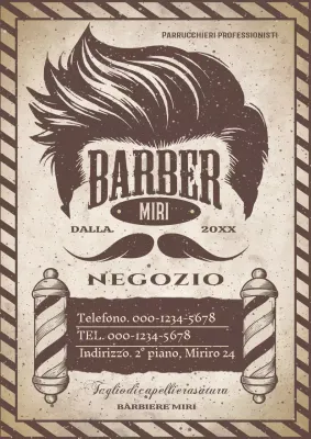pubblicità di un barbiere vintage marrone
