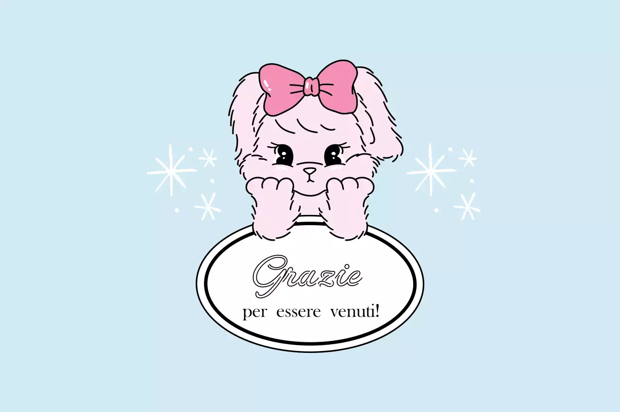 Biglietto di ringraziamento carino color azzurro cielo