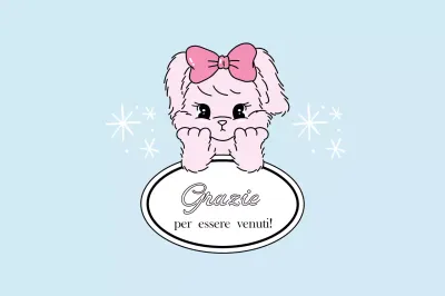 Biglietto di ringraziamento carino color azzurro cielo