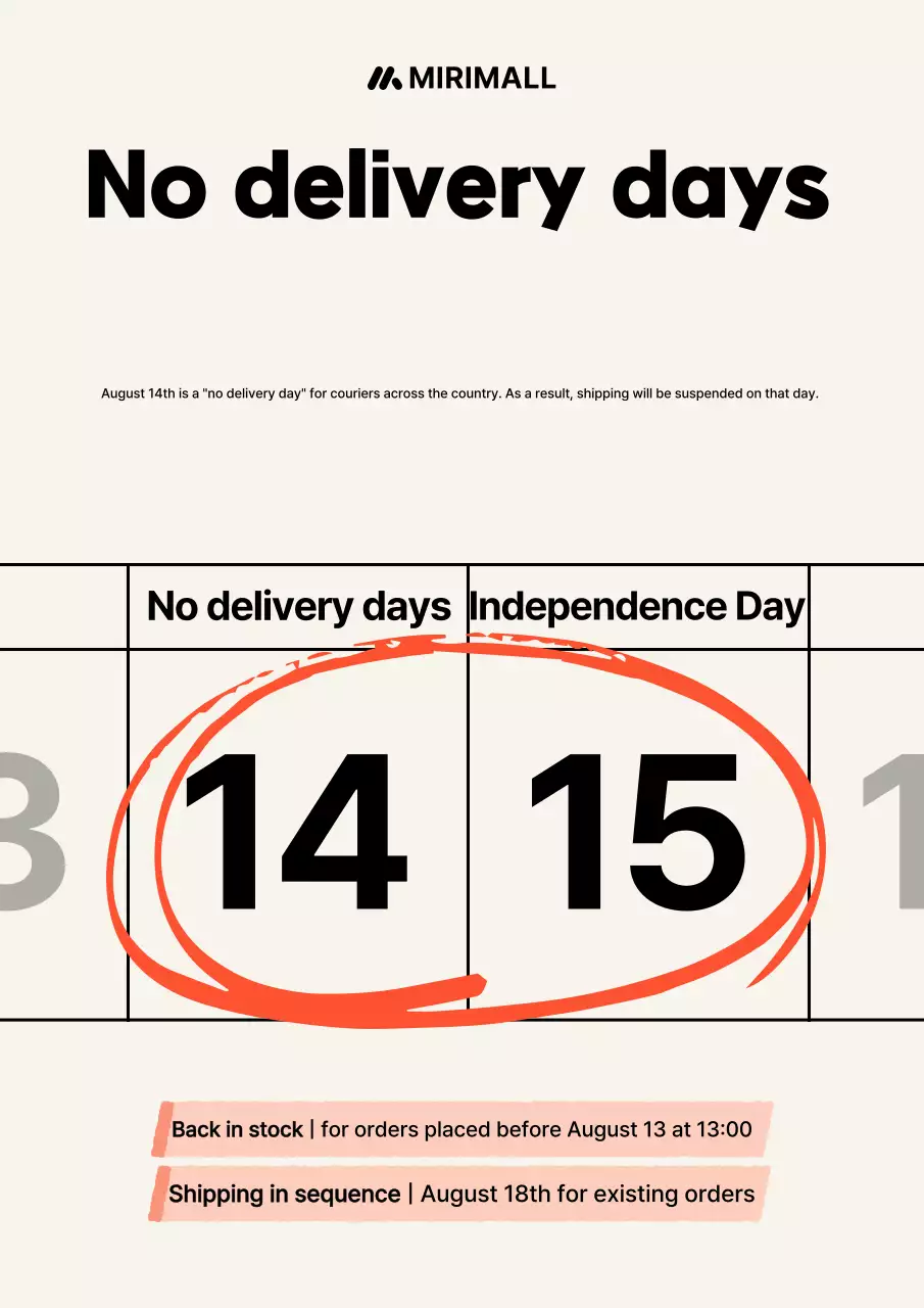 Thông tin lịch giao hàng của Orange Modern