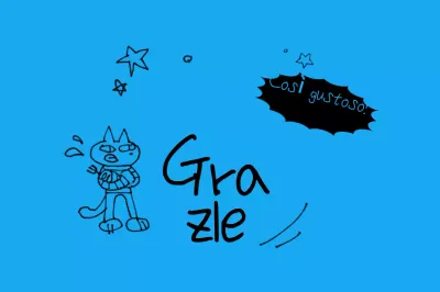 Cartolina carina azzurra con cartoni animati