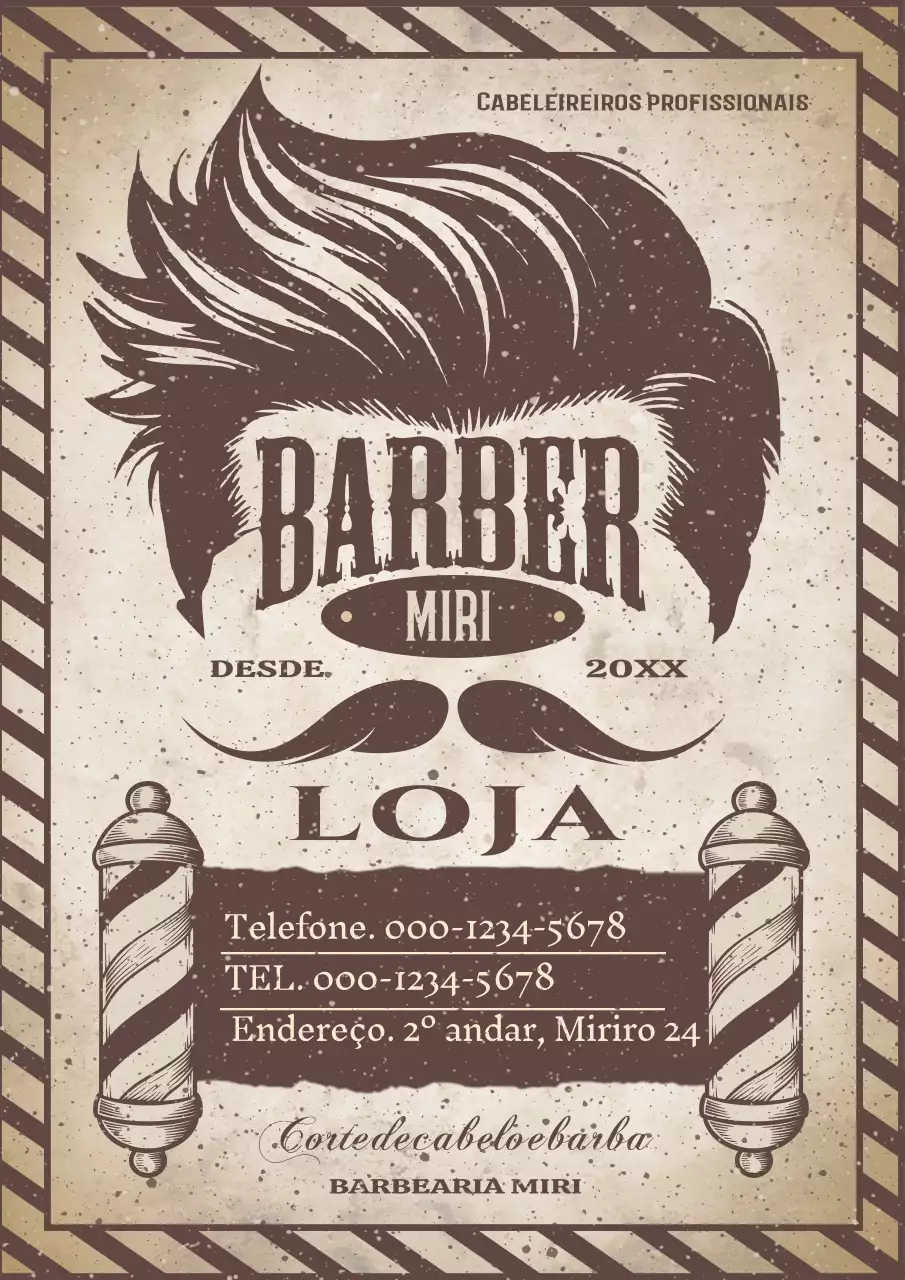propaganda de barbearia vintage marrom