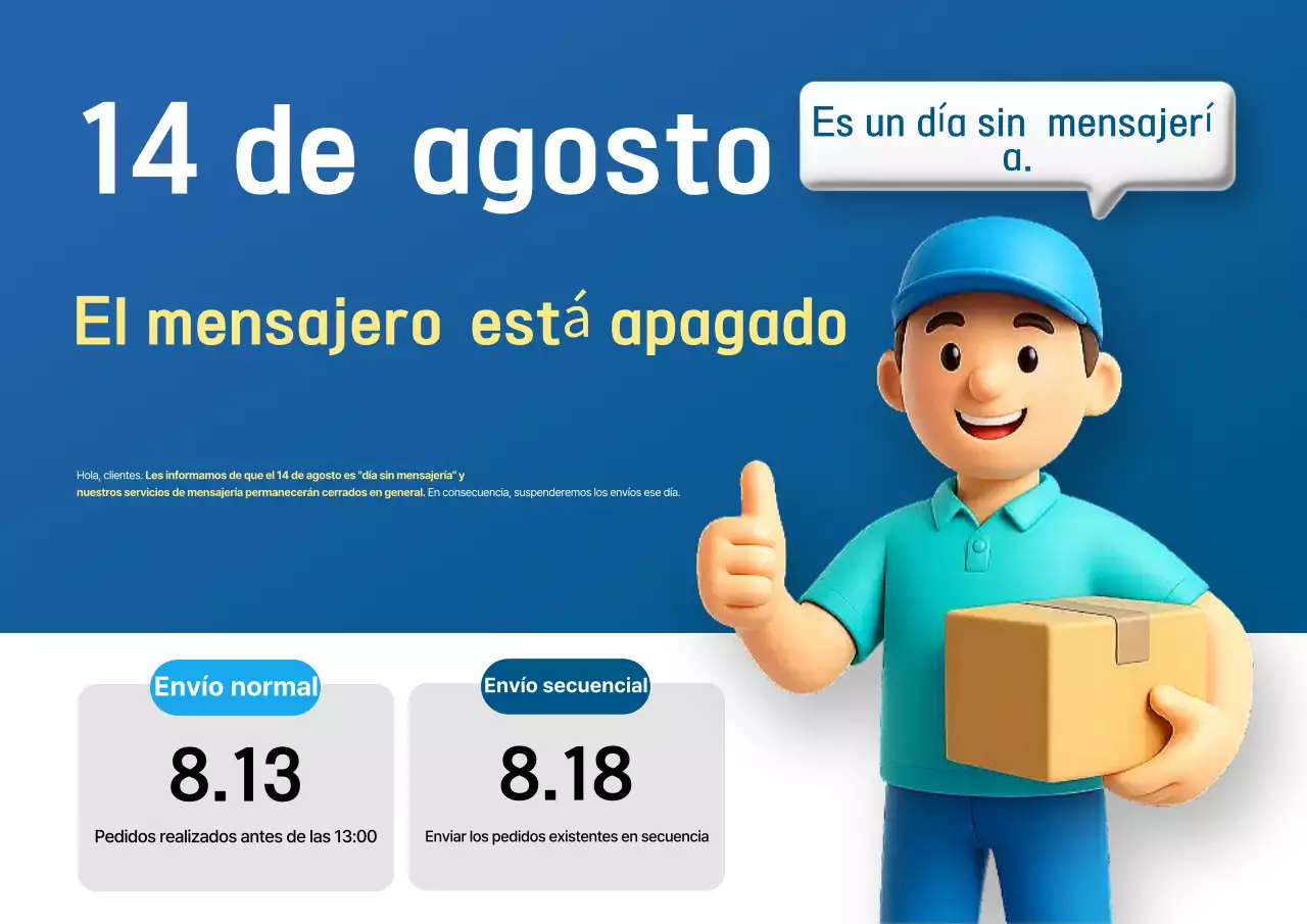 Aviso de programación de entregas sencillas de Blue