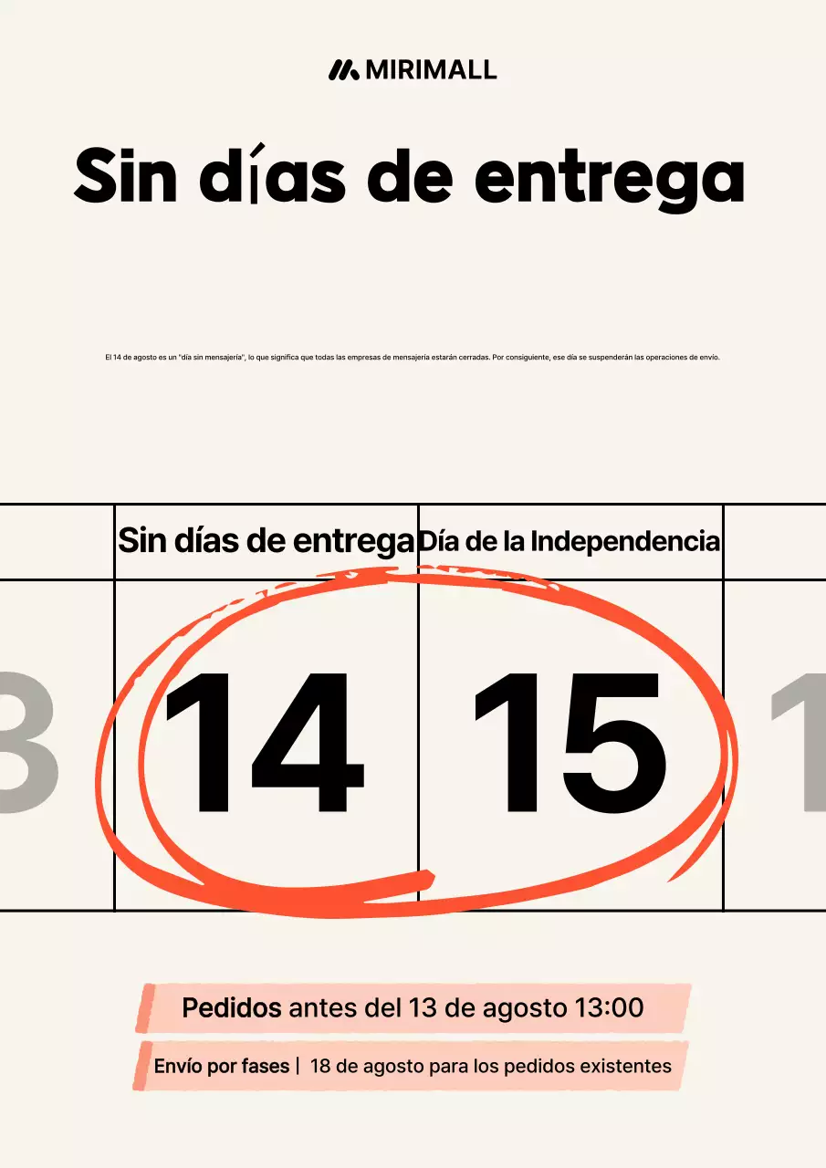Información sobre el horario de entrega de Orange Modern