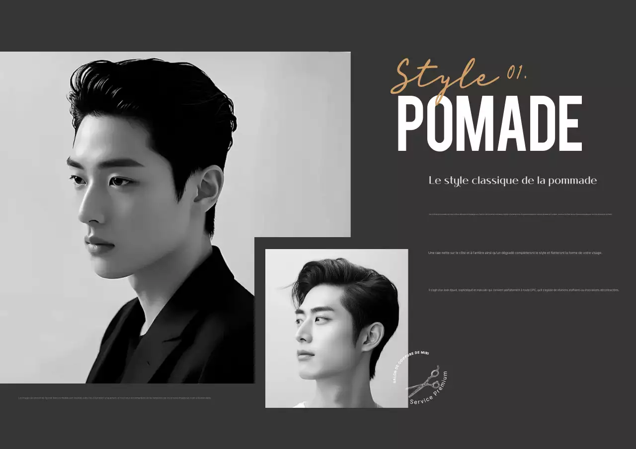 Publicité pour une coiffure moderne noire