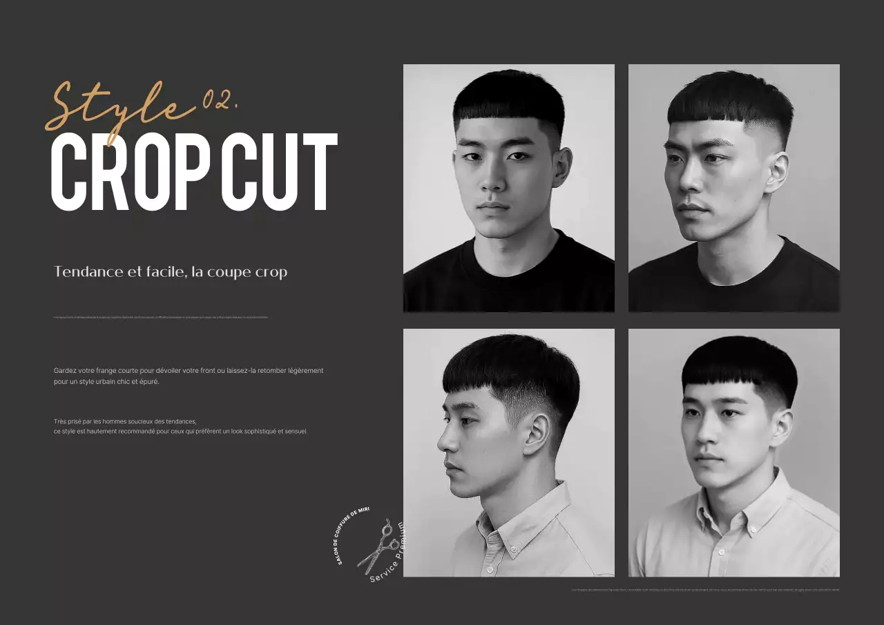 Publicité pour une coiffure moderne noire