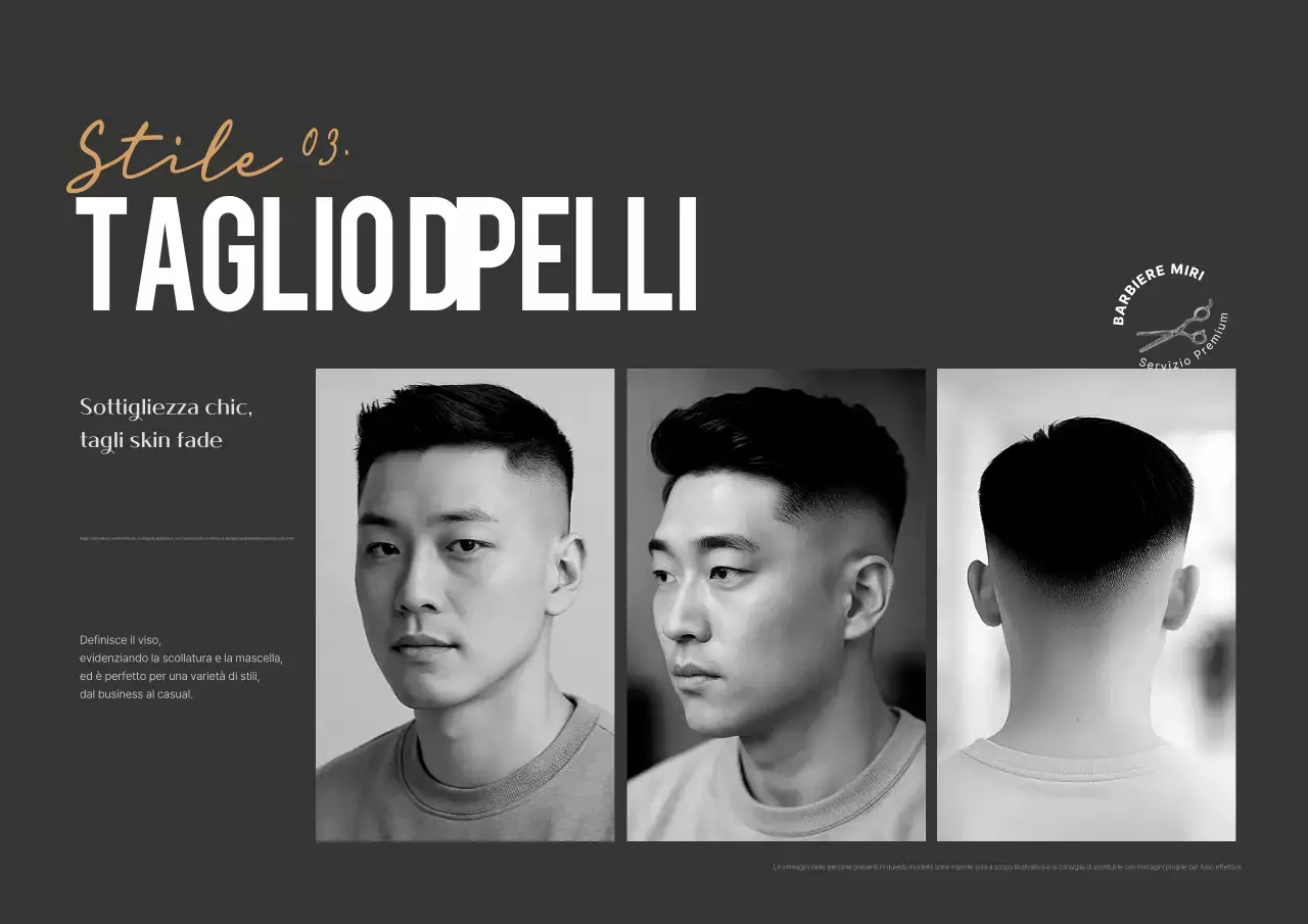 Pubblicità di acconciature moderne nere