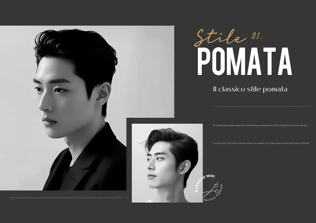 Pubblicità di acconciature moderne nere