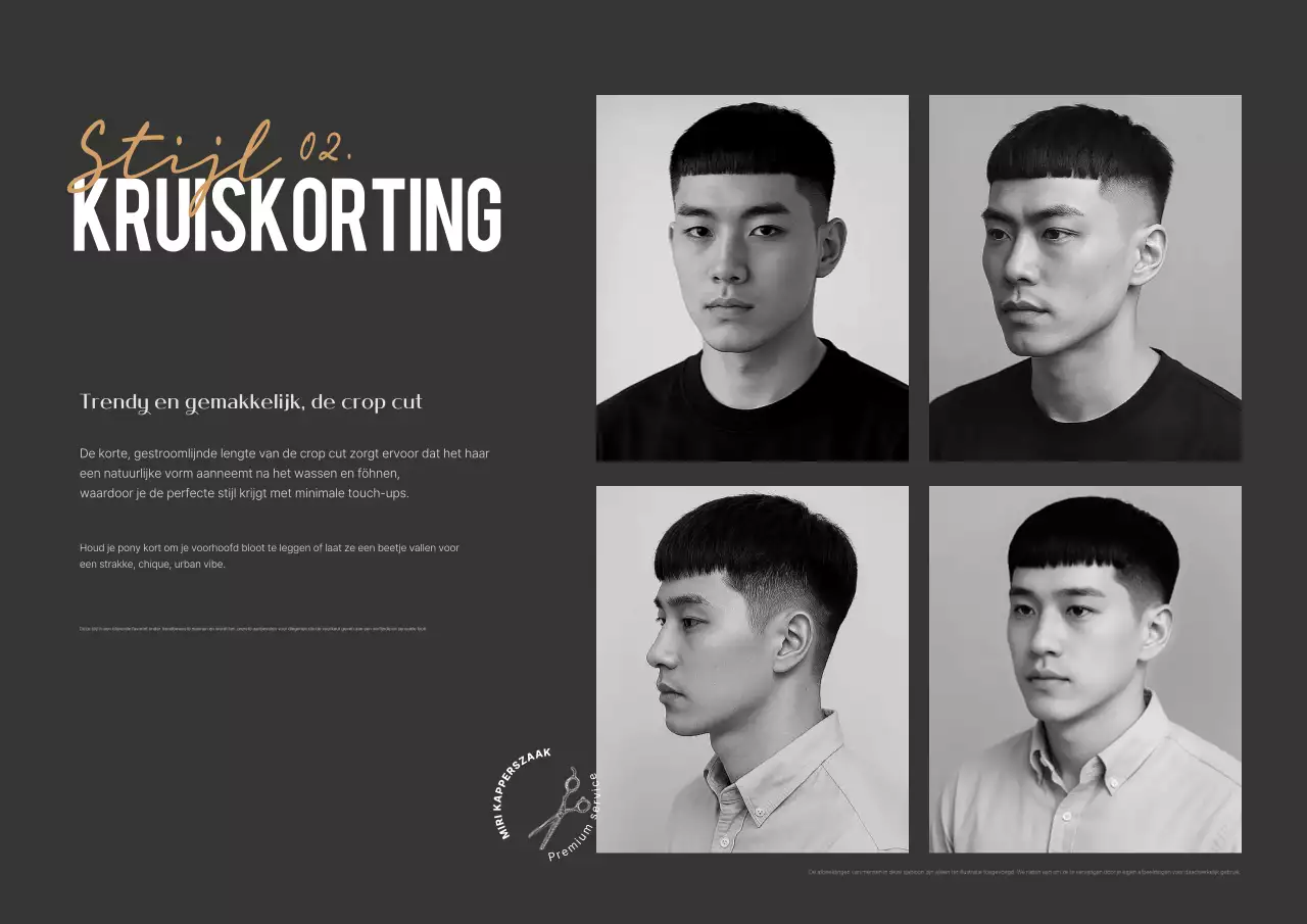 Advertentie voor zwart modern kapsel