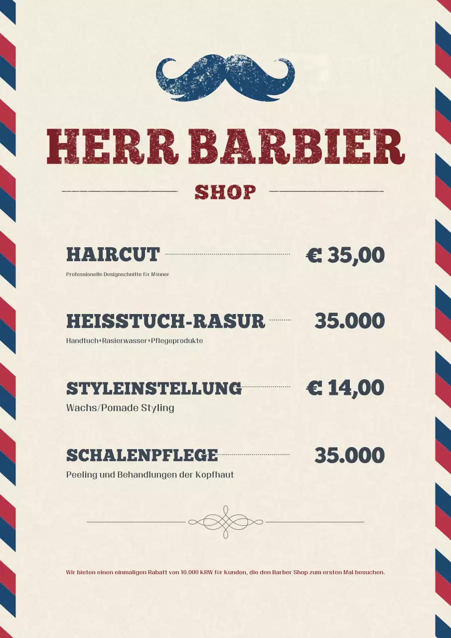 Beige Vintage Beauty Salon Menü