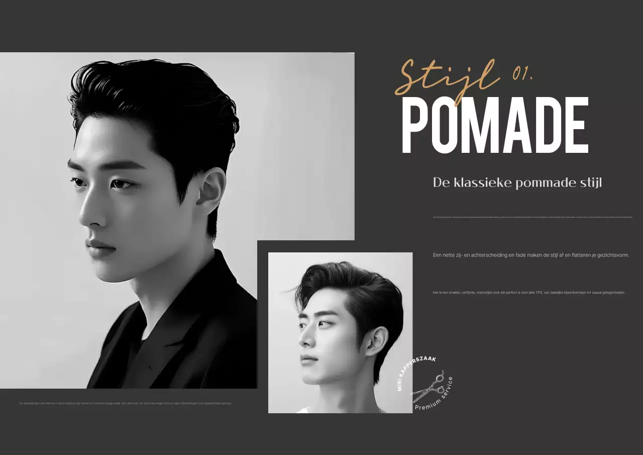 Advertentie voor zwart modern kapsel