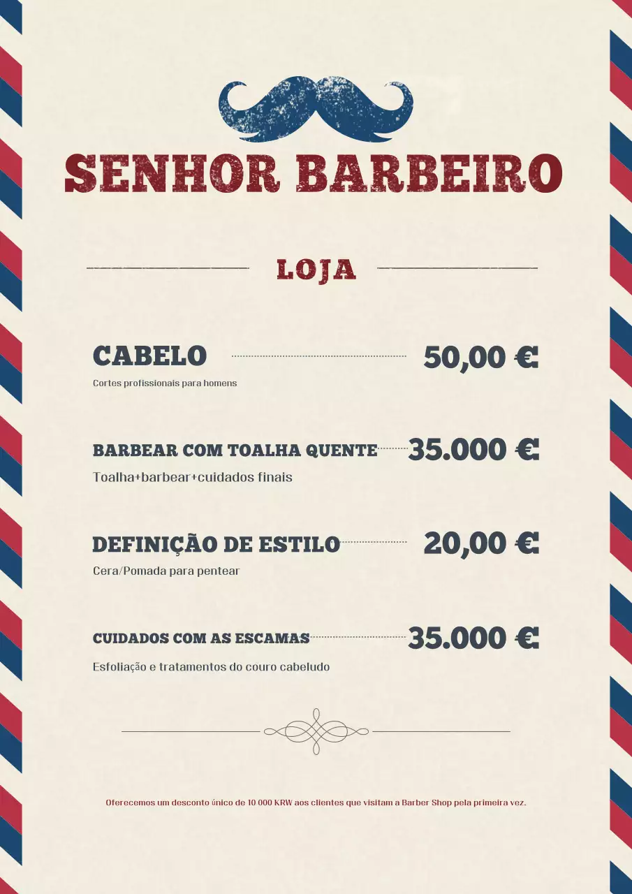 Cardápio de salão de beleza vintage bege